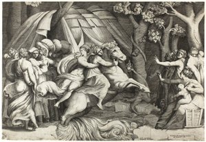 Cloelia cruzando el Tíber de Giulio Bonasone