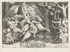 Cloelia cruza el Tíber de Giulio Bonasone