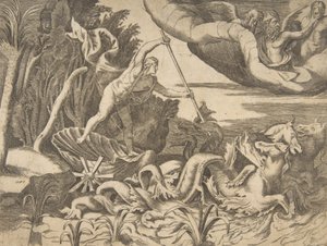 Neptuno en su Carro siendo tirado por caballos marinos, de la 