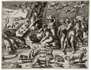 Noé saliendo del arca, 1544 de Giulio Bonasone