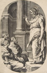 San Pablo Predicando, una composición oval, 1547 de Giulio Bonasone
