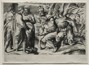 Silenus and King Midas de Giulio Bonasone