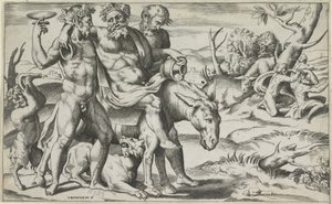 Silenus montando un burro
