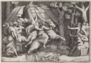 Clelia cruzando el Tíber de Giulio Bonasone after Polidoro da Caravaggio