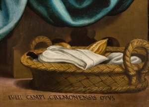 Capilla del SS Sacramento, segundo tramo lado norte, Última Cena (detalle) de Giulio Campi