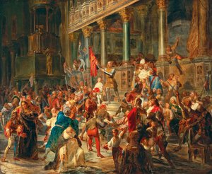 Reuniendo a los soldados ¡Viva Messer Vittore Pisani!, 1864 de Giulio Carlini
