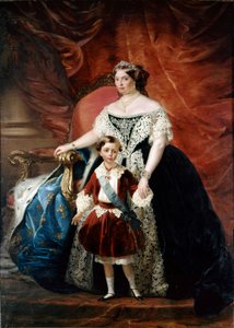 Retrato de Louise Marie de Berry (Marie Louise de Bourbon, Duquesa de Parma y Piacenza) (1819 - 1864) con su hijo Roberto (1804 - 1907) (óleo sobre lienzo)
