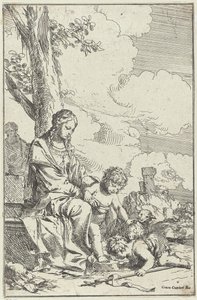 Sagrada Familia con el joven Juan Bautista de Giulio Carpioni (I)