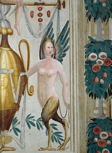 Decoración grotesca con figuras de arpías