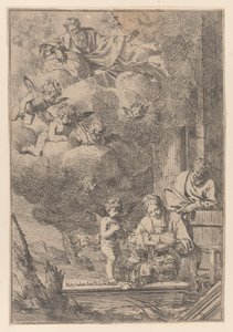 La Sagrada Familia con la Virgen sosteniendo a Cristo sobre la cuna, 1640-60 de Giulio Carpioni