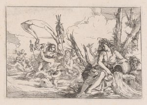 Agua, representada por una náyade sentada al pie de un árbol..., 1640-60 de Giulio Carpioni