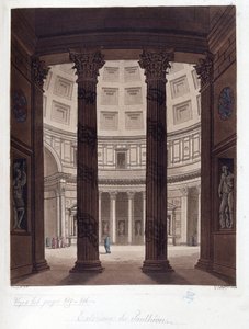 Interior del Panteón de Roma - Interior del Panteón de Roma en la antigüedad romana - en "El traje antiguo y moderno", por el Dr. Jules Ferrario, ed. Milán