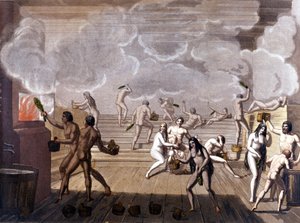 Baños rusos, principios del siglo XIX en "El traje antiguo y moderno" de Jules Ferrario de Giulio Ferrario