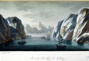 Bahía del Sur en Spitzberg, Noruega - en "El traje antiguo y moderno" de Jules Ferrario, ed. Milan de Giulio Ferrario