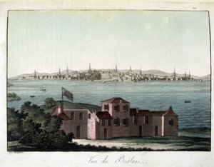 Vista de la ciudad de Boston - en "El traje antiguo y moderno", por el Dr. Jules Ferrario, ed. Milán de Giulio Ferrario