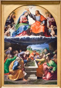 Coronación de la Virgen o Virgen de Monteluce, c.1525 (óleo sobre madera) de Giulio & Penni Giovanni Francesco (il Fattore) (c.1488 1528) Romano