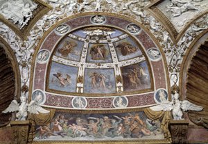 Bisel del techo de la Sala de las Águilas del Palacio de los Té en Mantua