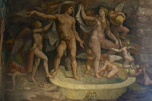 Detalle de fresco de la Cámara de Amor y Psique de Giulio Romano