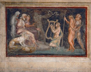 Escena mitológica (fresco) de Giulio Romano