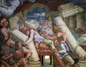 Gigantes rebeldes derribados por el colapso de un edificio de Giulio Romano