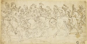 Caballería romana en marcha de Giulio Romano