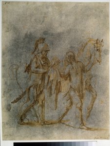 ""San Martín y el mendigo"" (San Martín y un mendigo) Acuarela y tinta de Giulio Pippi De