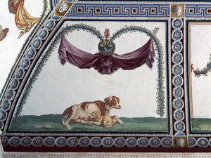La Cámara con Friso de Amorini (detalle de un perro y un cachorro)
