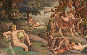 Banquete de bodas de Cupido y Psique (detalle) de Giulio Romano