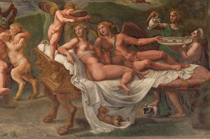 Banquete de bodas de Cupido y Psique (detalle) de Giulio Romano