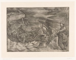 Cristo caminando sobre el agua de Giulio Sanuto (attributed to)