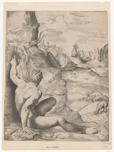 Juan el Bautista en el desierto Agnus dei (título sobre objeto) de Giulio Sanuto
