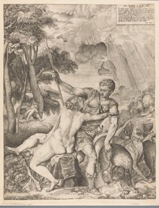 Venus en Adonis de Giulio Sanuto