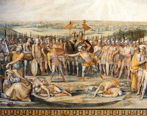 Combate entre Horacios y Curiacios, de Giuseppe Cesari (1568-1640), fresco, Sala de Horacios y Curiacios, Palacio de los Conservatorios, Roma, Reino Romano, Italia de Giuseppe Cesari