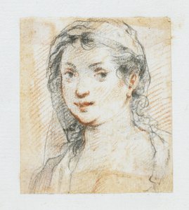 Cabeza de mujer (tiza negra y roja) de Giuseppe Cesari