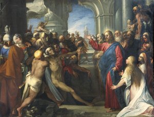 La resurrección de Lázaro (óleo sobre lienzo) de Giuseppe Cesari