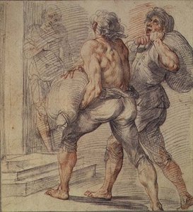 Estudio de recaudadores de impuestos, c.1591-93 (tiza gris y roja sobre papel) de Giuseppe Cesari