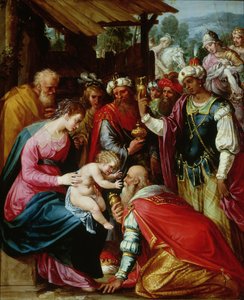 La Adoración de los Reyes Magos (óleo sobre tabla) de Giuseppe Cesari