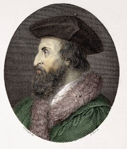 Retrato del médico, poeta y humanista italiano Girolamo Fracastoro (Hieronymus Fracastorius o Jerome Fracastor) (1478/83-1553) Grabado Colección particular