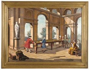 Placa imperial de Los jugadores de billar, c.1752-55 (pietra dura) de Giuseppe (after) Zocchi