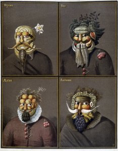Las cuatro estaciones: hombres con cabezas de vegetales al estilo de Giuseppe Arcimboldo de Giuseppe (style of) Arcimboldo