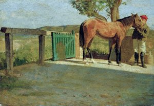 El caballito, c.1867 (óleo sobre cartón) de Giuseppe Abbati