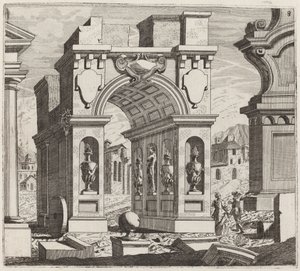 Fantasía arquitectónica con un arco triunfal de Giuseppe Antonio Landi