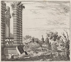 Paisaje Fluvial Fantástico con Ruinas y un Castillo de Giuseppe Antonio Landi
