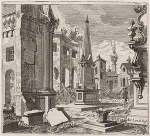 Paisaje fantástico con ruinas de Giuseppe Antonio Landi