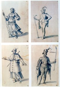 Diseños de vestuario para personajes alegóricos, siglo XVI