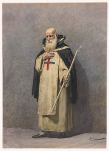 Un anciano sacerdote de pie