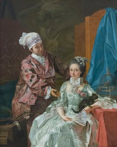 Autorretrato con esposa, c.1757 (óleo sobre lienzo) de Giuseppe Baldrighi