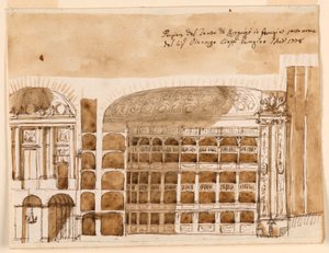 Sección de un teatro en Perugia de Giuseppe Barberi