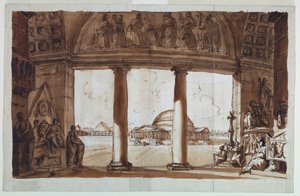 Capilla sepulcral vista a través de una columnata de Giuseppe Barberi