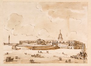 Plaza con un palacio de Giuseppe Barberi